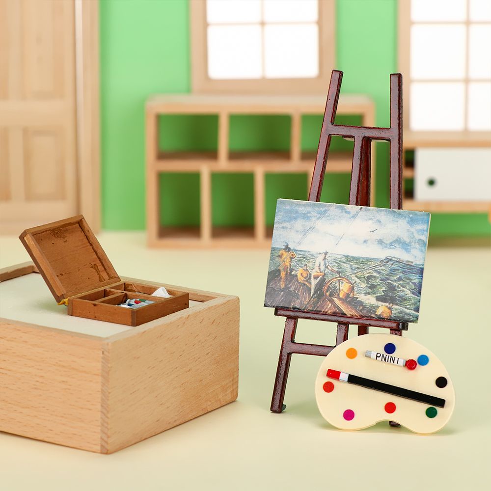 Paint Model Kit - 1:12 Poppenhuis Meubels Miniatuur Ezel Houten