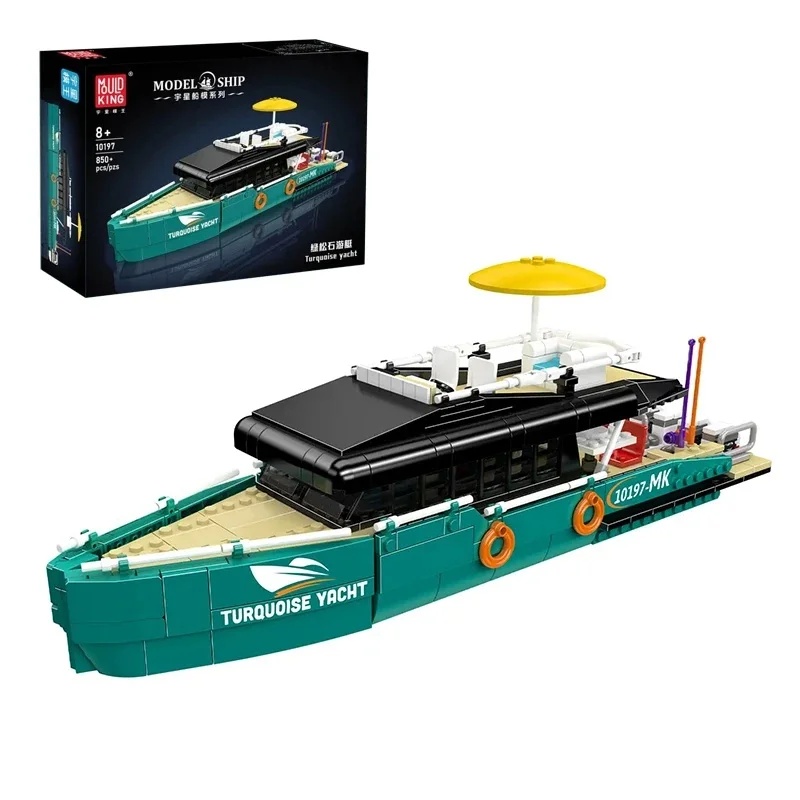 Model Kit Yacht - Turquoise Luxe Jachten Bouwstenensets MouldKing 10197
